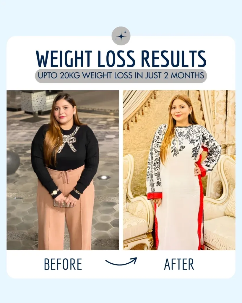 Before and after photos of a patient's weight loss