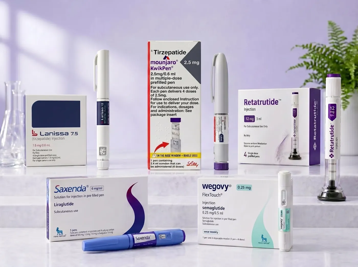 Weight loss injection pens and packs