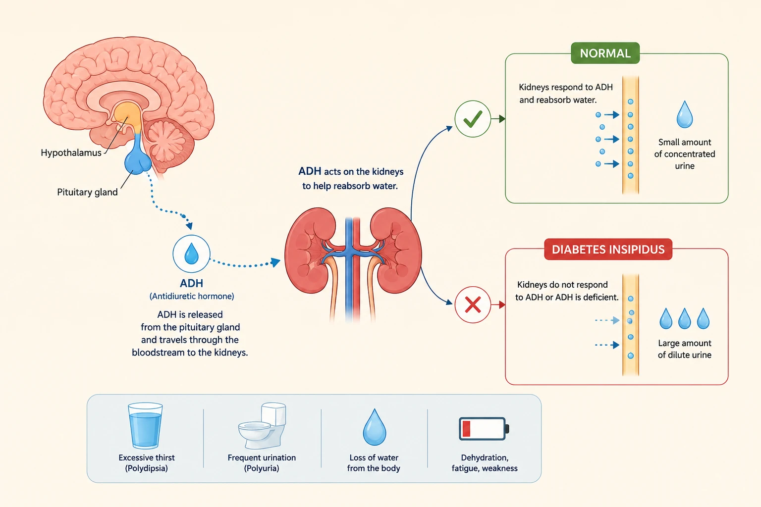 Diabetes insipidus explained - ADH hormone and kidney water balance, treated in DHA Lahore