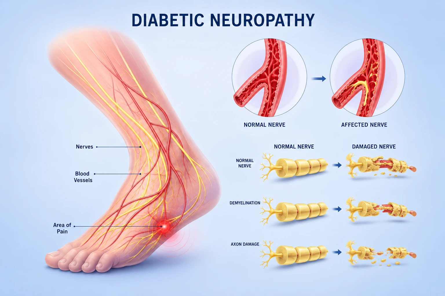 Diabetic neuropathy explained - nerve damage from high blood sugar, treated in DHA Lahore