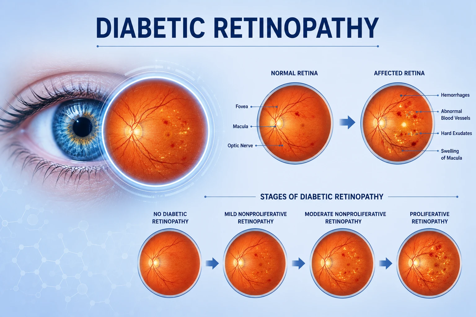 Diabetic retinopathy explained - retina and eye changes, treated in DHA Lahore