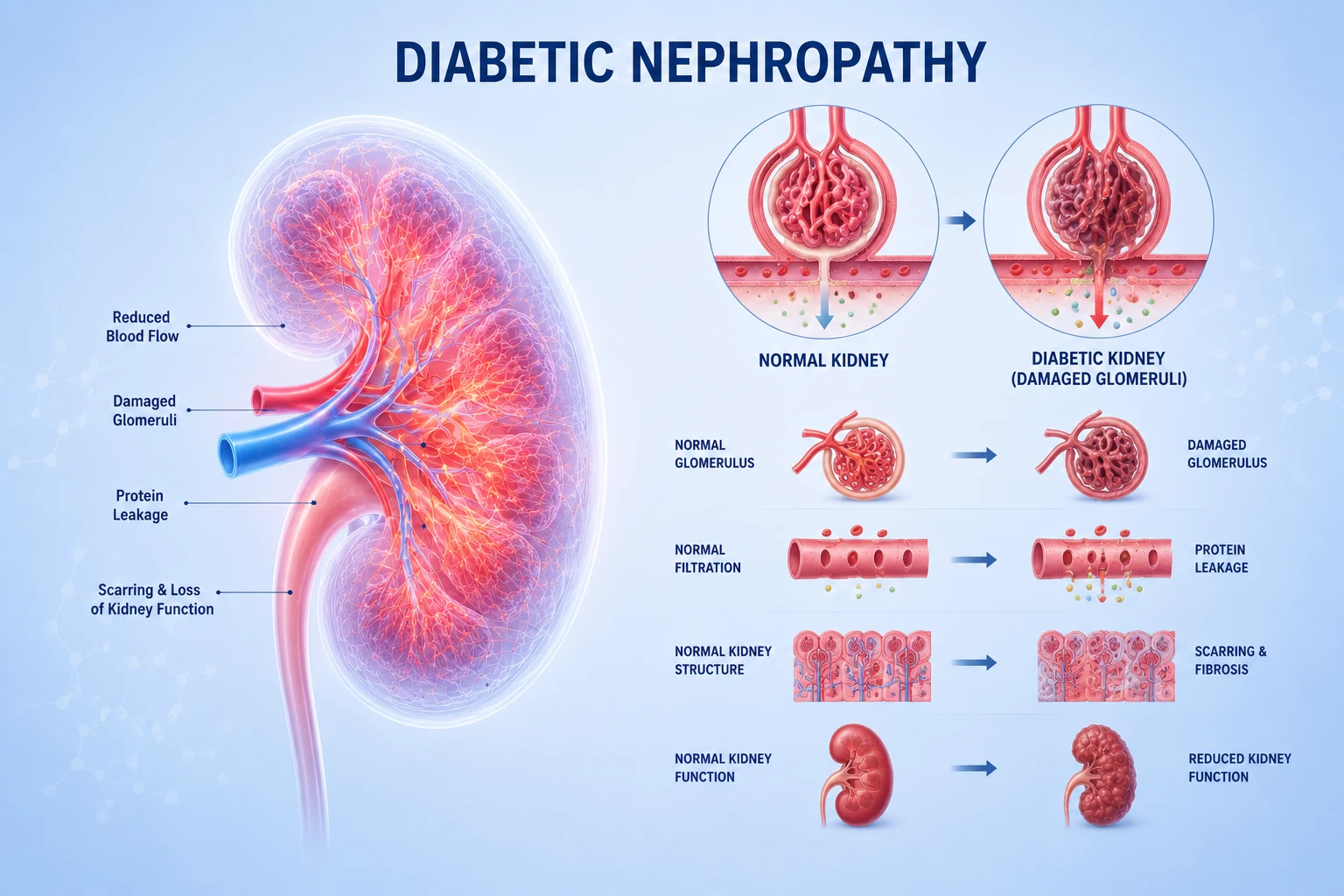 Diabetic nephropathy explained - how diabetes damages the kidneys, treated in DHA Lahore